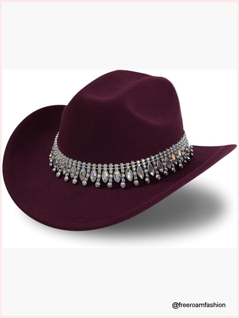Rhinestone Cowgirl Hat Sequin Western Cowboy Wide Brim Adjustable